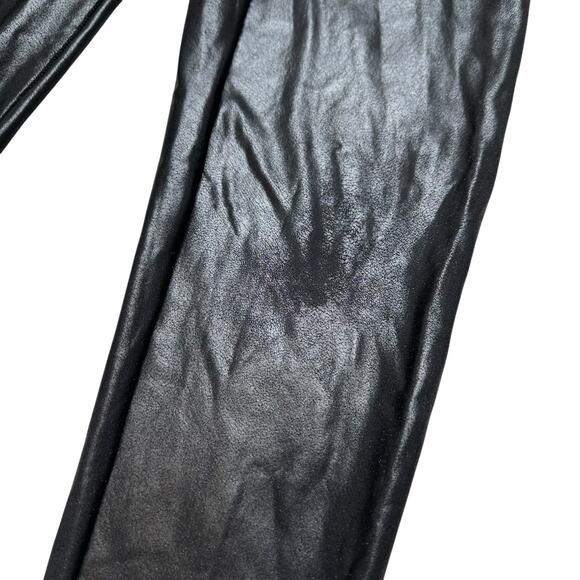 SPANX‎ Black Faux Leather Leggings Women's Medium Petite Classic Slimming Ankle - Picture 3 of 5